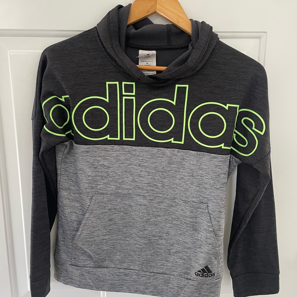 Adidas Gray and Black Hoodie with Neon Accents